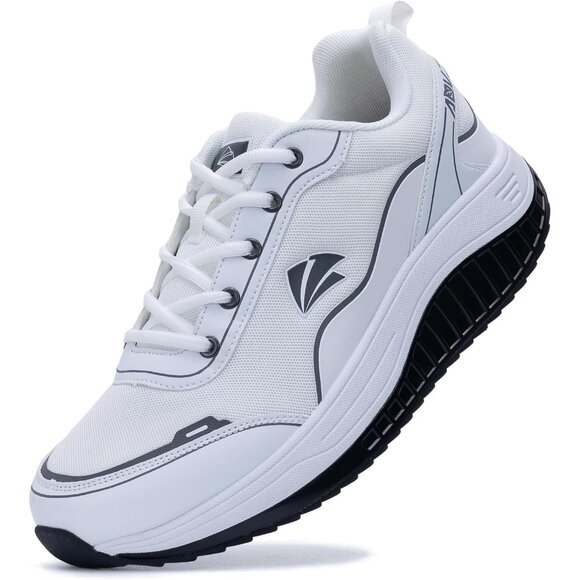 Men's White Walking Shoes Arch Support Plantar Wide Tennis Sneakers